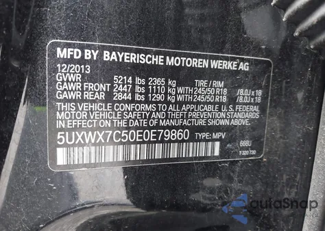 2014 BMW X3 xDrive35I from USA, damaged, VIN 5UXWX7C50E0E79860
